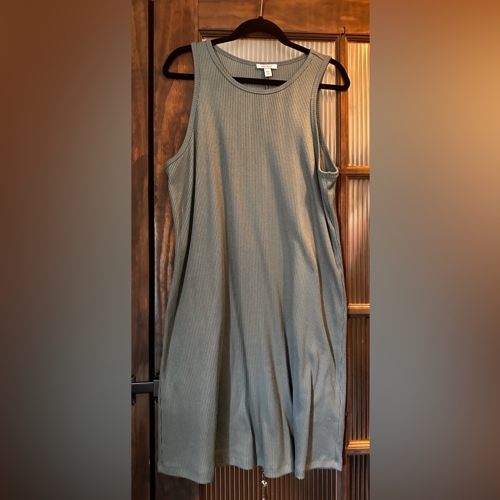 Nine West light olive green Ribbed Knit Dress